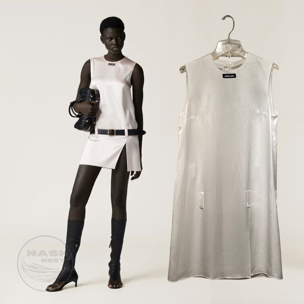Miu Miu Ivory Silk Satin Mini Dress | Sleeveless, Rare Bridal $3200 NWOT - Picture 2 of 16